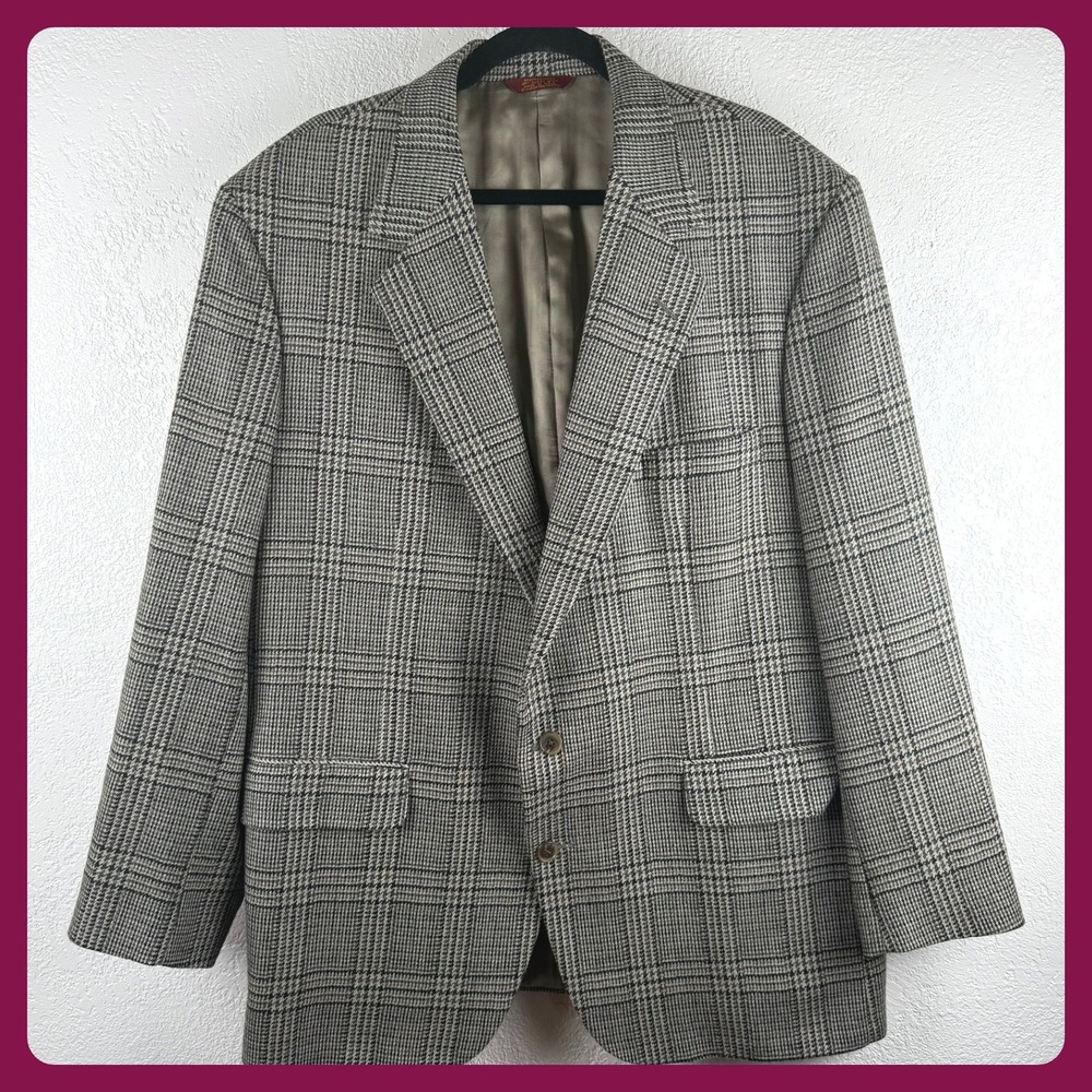Vintage VTG Corbin Ltd Mens Tweed Plaid Blazer Jacket‎ Professional Made in USA